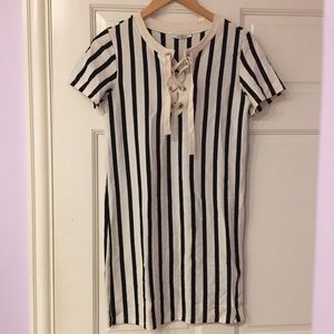 NWT zara vertical striped lace-up dress